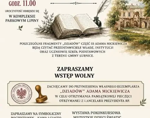 Narodowe Czytanie „Dziadów” w Gminie Łubnice – zaproszenie dla mieszkańców i gości