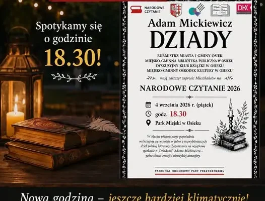 Zmiana godziny Narodowego Czytania w Osieku – start o 18:30