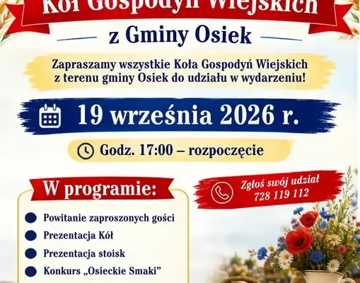 I Gminny Zjazd Kół Gospodyń Wiejskich w Osieku – 19 września 2026