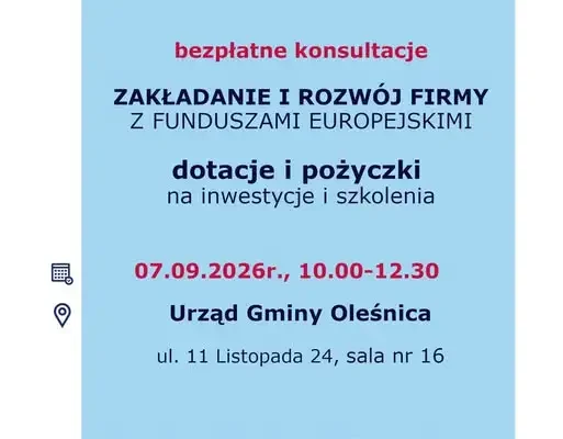 Bezpłatne konsultacje o Funduszach Europejskich w Oleśnicy