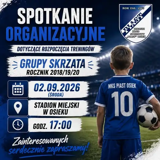 MKS Piast Osiek tworzy grupę Skrzata – zaprasza dzieci z roczników 2018-2020