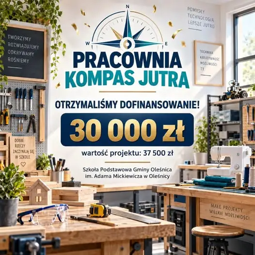 Nowa pracownia techniczna w Szkole Podstawowej Gminy Oleśnica dzięki programowi „Pracownie Kompas Jutra”