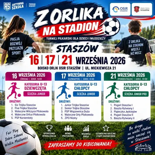Staszów: turnieje „Z Orlika na Stadion” już 16, 17 i 21 września