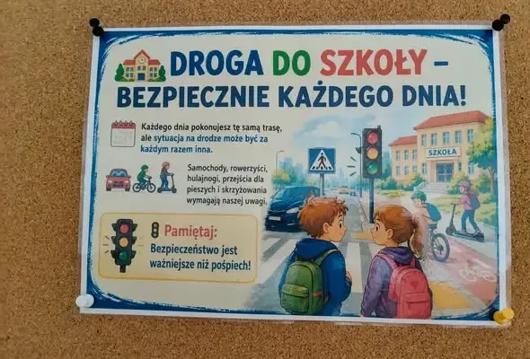 Policjant w szkole uczył dzieci, jak bezpiecznie dotrzeć na lekcje