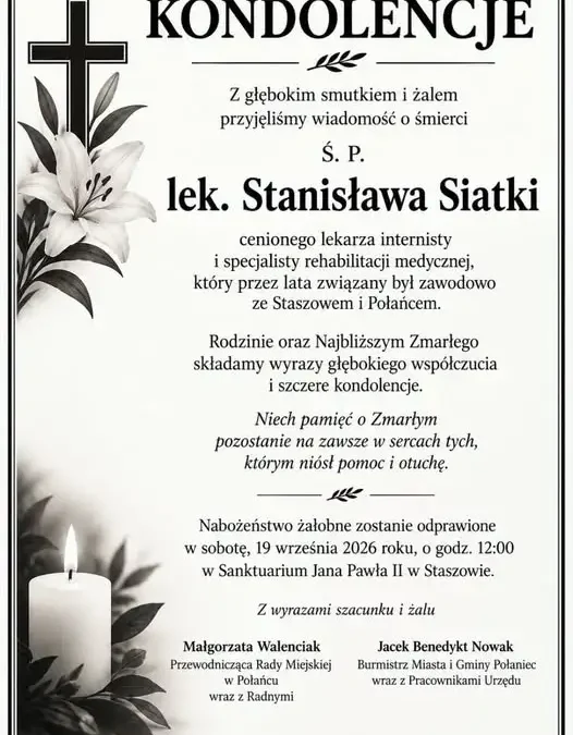 Zmarł lek. Stanisław Siat – ceniony internista i specjalista rehabilitacji związany ze Staszowem i Połańcem