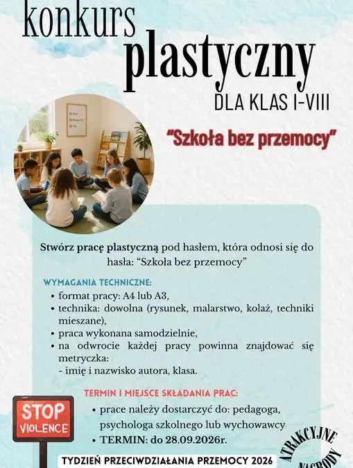 Konkurs plastyczny „Szkoła bez przemocy” – prace do 28 września