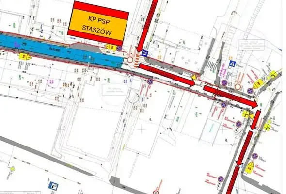Zmiany w organizacji ruchu w Staszowie – apel strażaków o nieblokowanie przejazdu