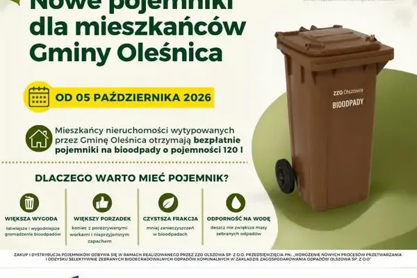 Gmina Oleśnica: bezpłatne pojemniki na bioodpady od 5 października