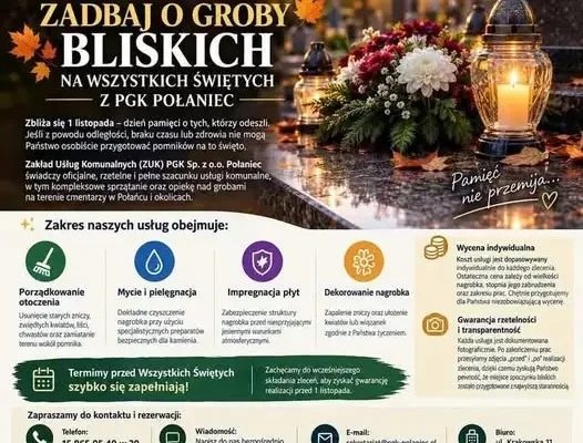 PGK Połaniec oferuje pomoc w przygotowaniu grobów na Wszystkich Świętych