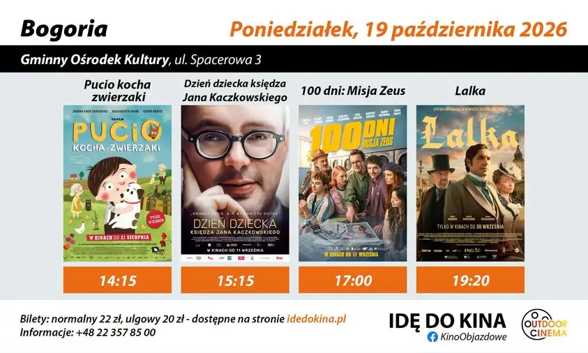 Kino Objazdowe zawita do Bogorii – sprawdź repertuar i ceny biletów