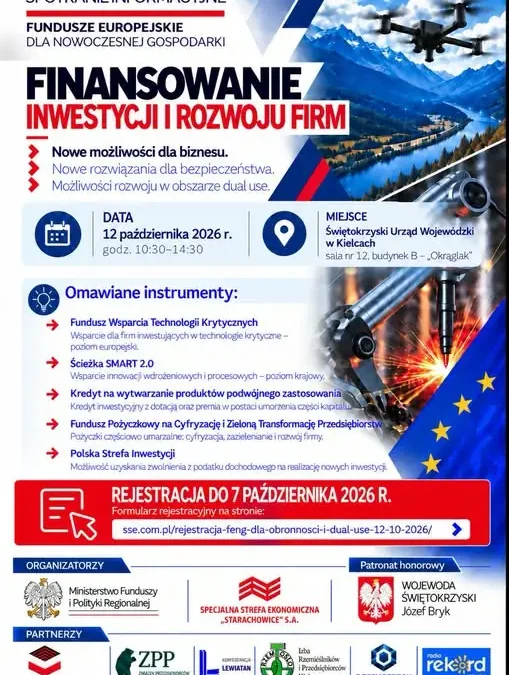 Kielce: spotkanie dla przedsiębiorców o finansowaniu projektów dual use