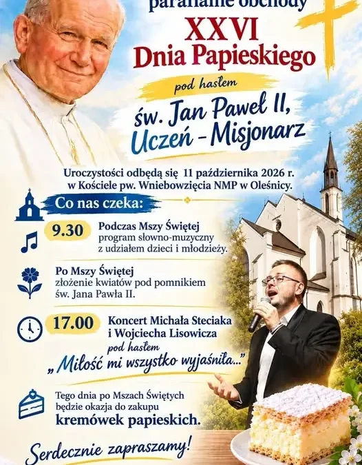 Dzień Papieski w Oleśnicy – koncert, kwiaty i kremówki