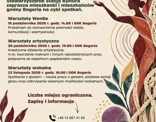Warsztaty „Między głosem a siłą” w gminie Bogoria – zapisy trwają