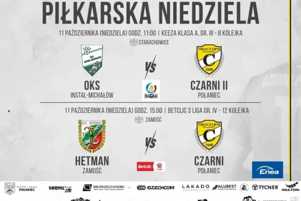 Czarni Połaniec zagrają dwa wyjazdowe mecze w niedzielę