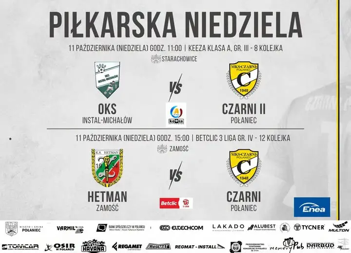 Czarni Połaniec zagrają dwa wyjazdowe mecze w niedzielę