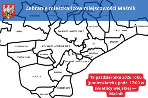 Zebranie wiejskie w Maśniku – mieszkańcy zdecydują o wydatkach na 2027 rok