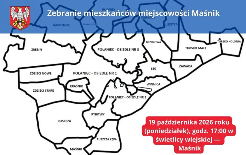 Zebranie wiejskie w Maśniku – mieszkańcy zdecydują o wydatkach na 2027 rok