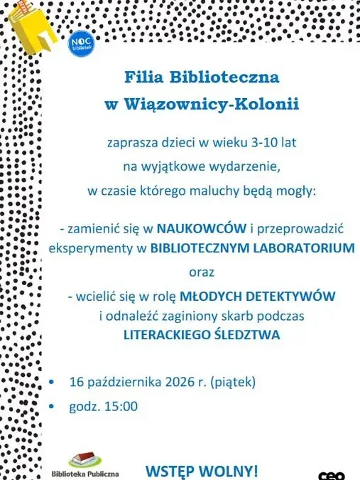Biblioteczne laboratorium i literackie śledztwo – wyjątkowa zabawa dla dzieci w Wiązownicy-Kolonii