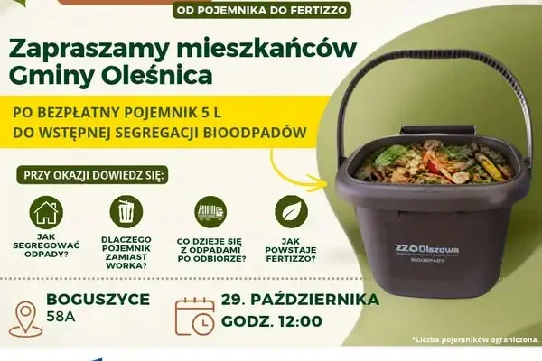 Gmina Oleśnica zaprasza na spotkanie o segregacji bioodpadów. Będą darmowe pojemniki