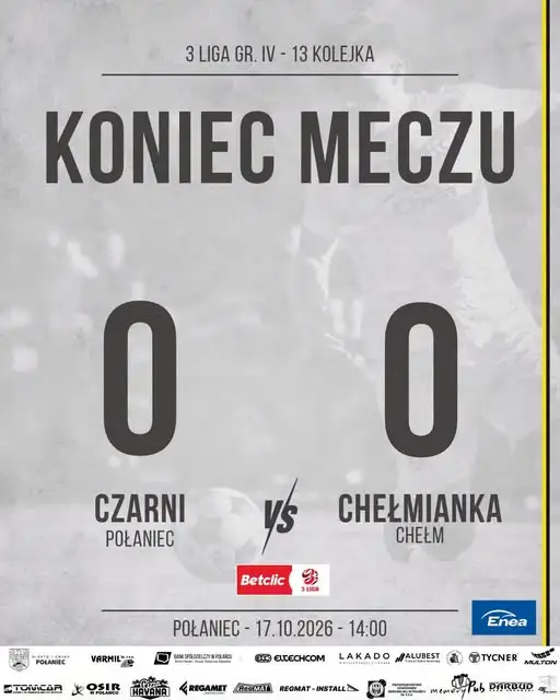 Bezbramkowy remis Czarnych Połaniec z Chełmianką Chełm