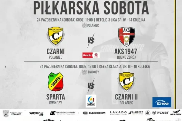 Czarni Połaniec zagrają z AKS Busko-Zdrój. Rezerwy także w akcji