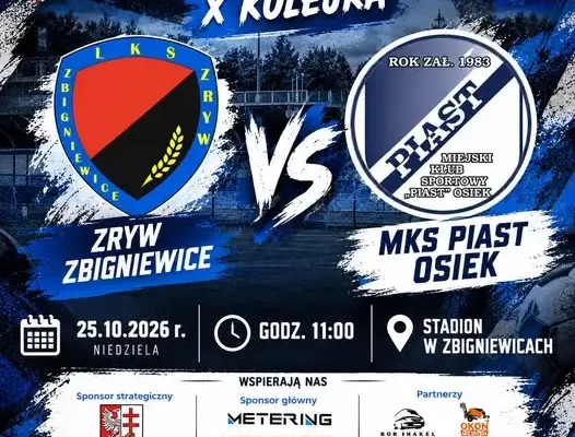 Piast Osiek zagra na wyjeździe ze Zrywem Zbigniewice w X kolejce Klasy A