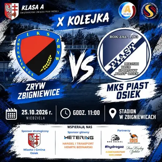 Piast Osiek zagra na wyjeździe ze Zrywem Zbigniewice w X kolejce Klasy A