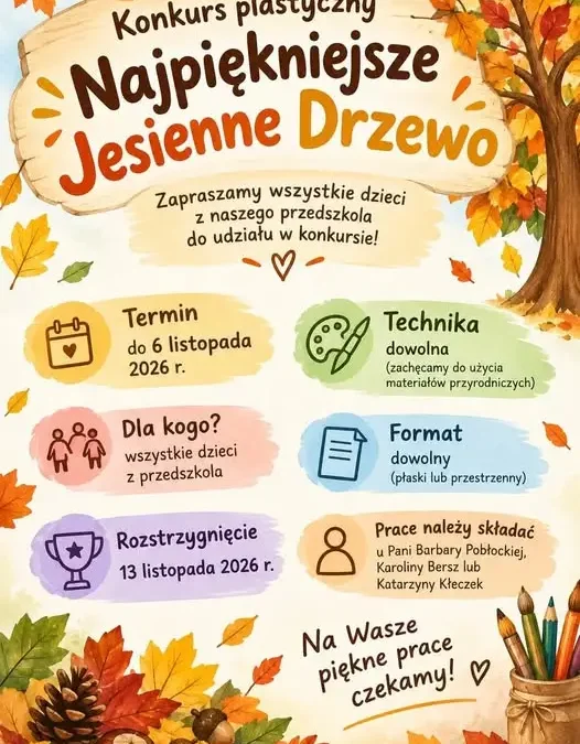 Konkurs plastyczny „Jesienne Drzewo” dla przedszkolaków – stwórz dzieło z darów jesieni