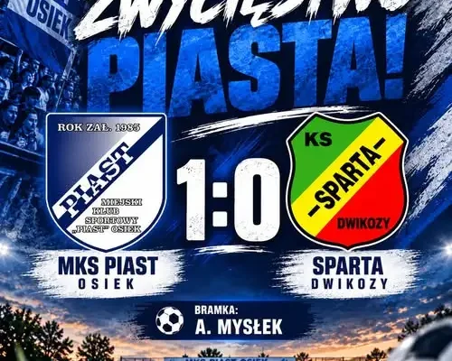 Piast Osiek wygrywa z Spartą Dwikozy 1:0 w IX kolejce Klasy A