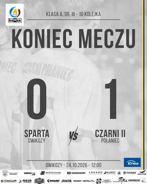 Czarni II Połaniec wygrywają na wyjeździe ze Spartą Dwikozy