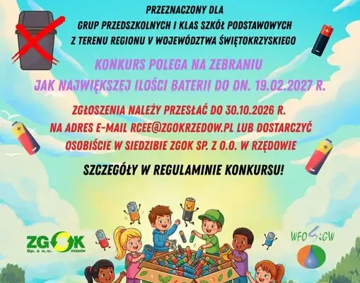 Konkurs zbiórki baterii dla szkół i przedszkoli z województwa świętokrzyskiego