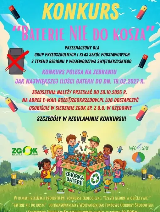 Konkurs zbiórki baterii dla szkół i przedszkoli z województwa świętokrzyskiego