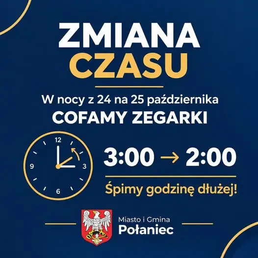Zmiana czasu na zimowy w gminie Połaniec – cofamy zegarki!
